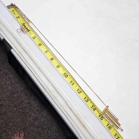 J. CREW Gold Tone Tassel Rhinestone Necklace - Picture 7 of 8